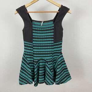 Free People Sedwick Striped Peplum Top - Dusty Jade - Size XS
